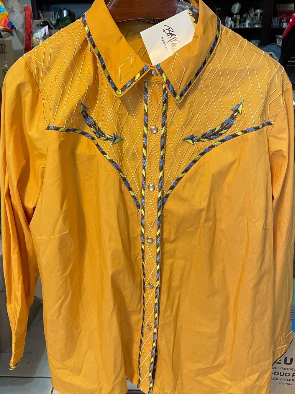 Bob Mackie Golden Yellow Embroidered Western Shirt